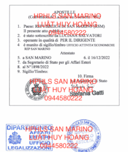 DỊCH VỤ HỢP PHÁP HOÁ LÃNH SỰ SAN MARINO